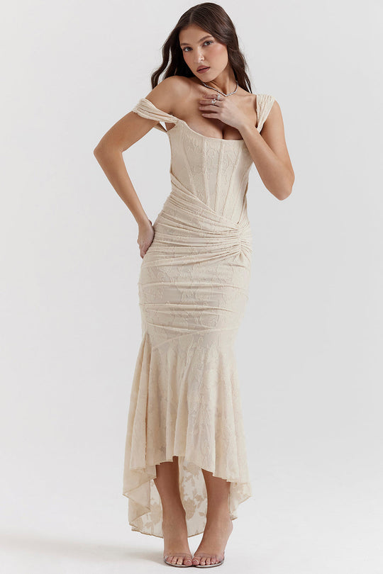 Zara Ruched Evening Bodycon Maxi Dress