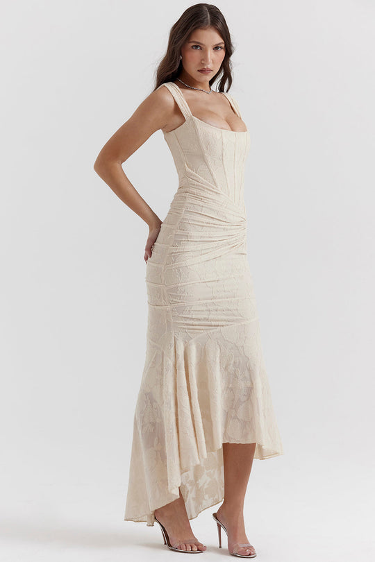 Zara Ruched Evening Bodycon Maxi Dress