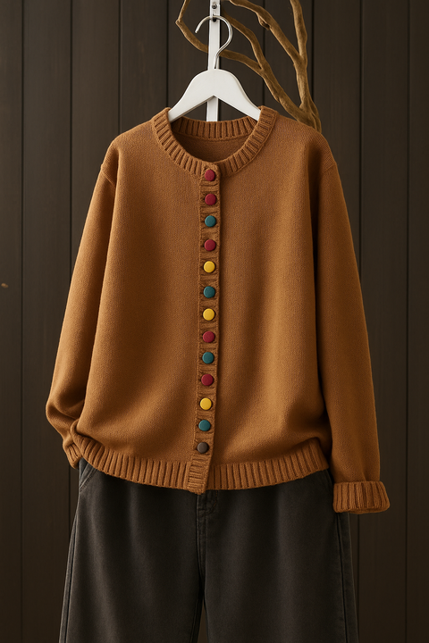 Vivian Decorative Button Design Cardigan