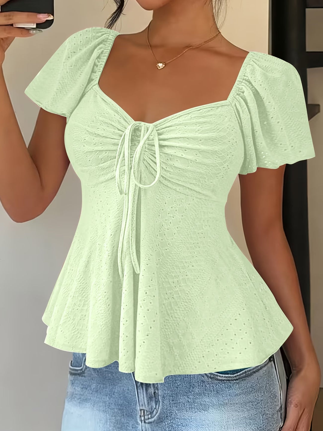 Ismerie Breathable V-Neck Drawstring Top