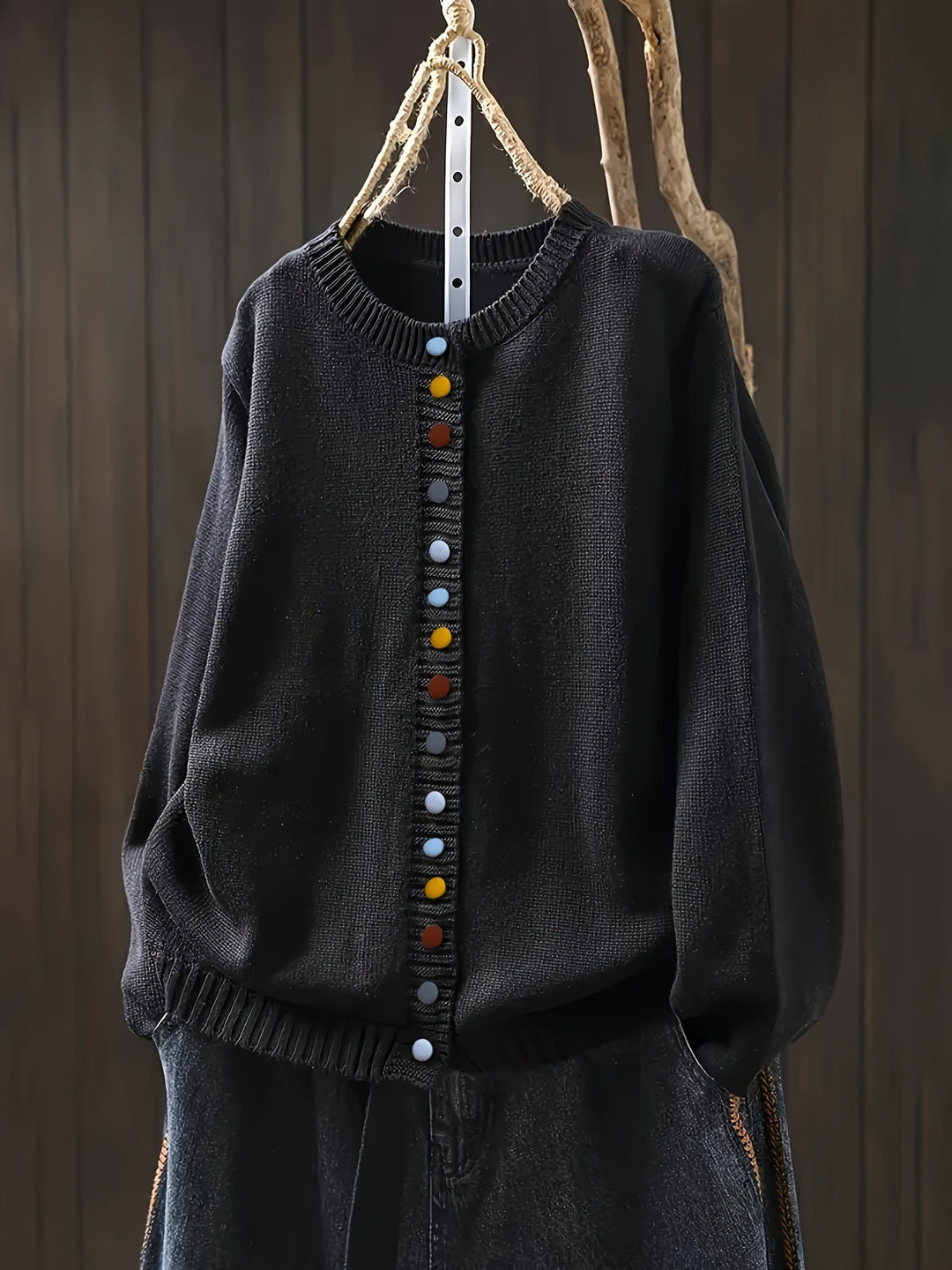 Vivian Decorative Button Design Cardigan
