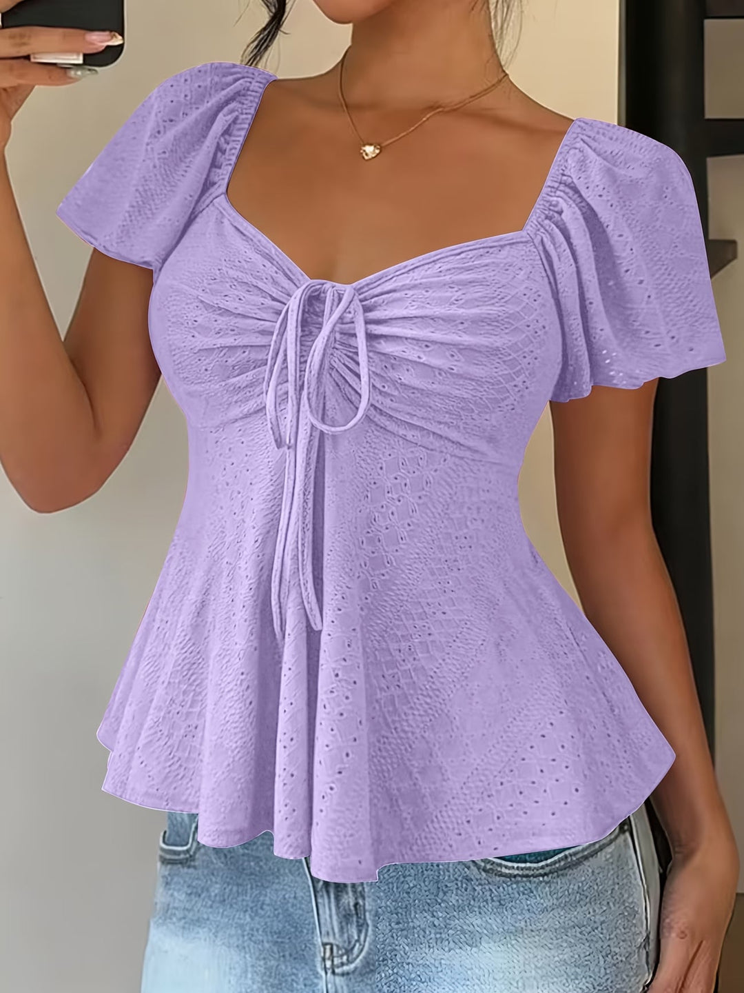 Ismerie Breathable V-Neck Drawstring Top