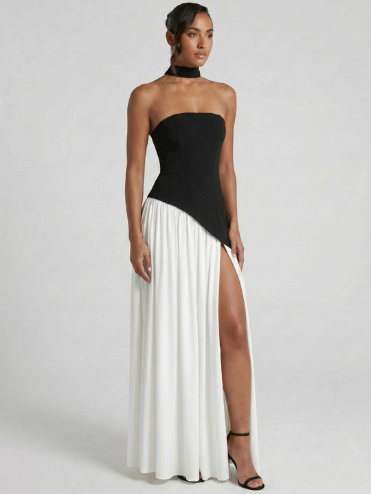 Misty Flowing Strapless Gown