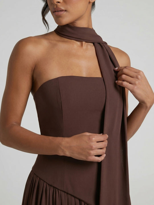 Misty Flowing Strapless Gown