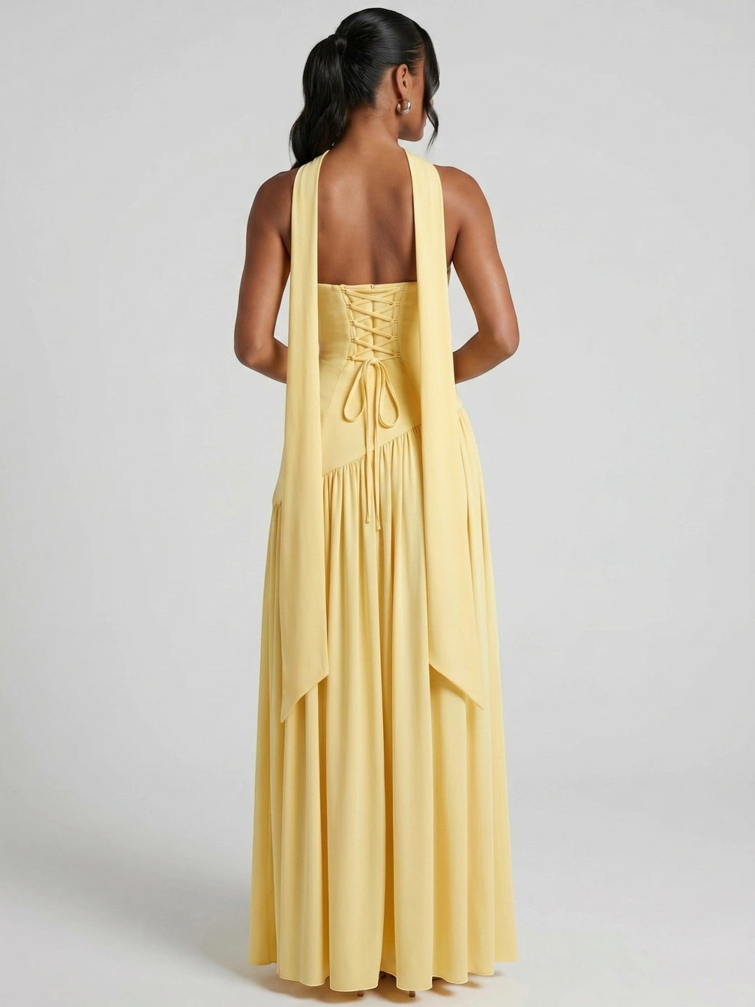 Misty Flowing Strapless Gown