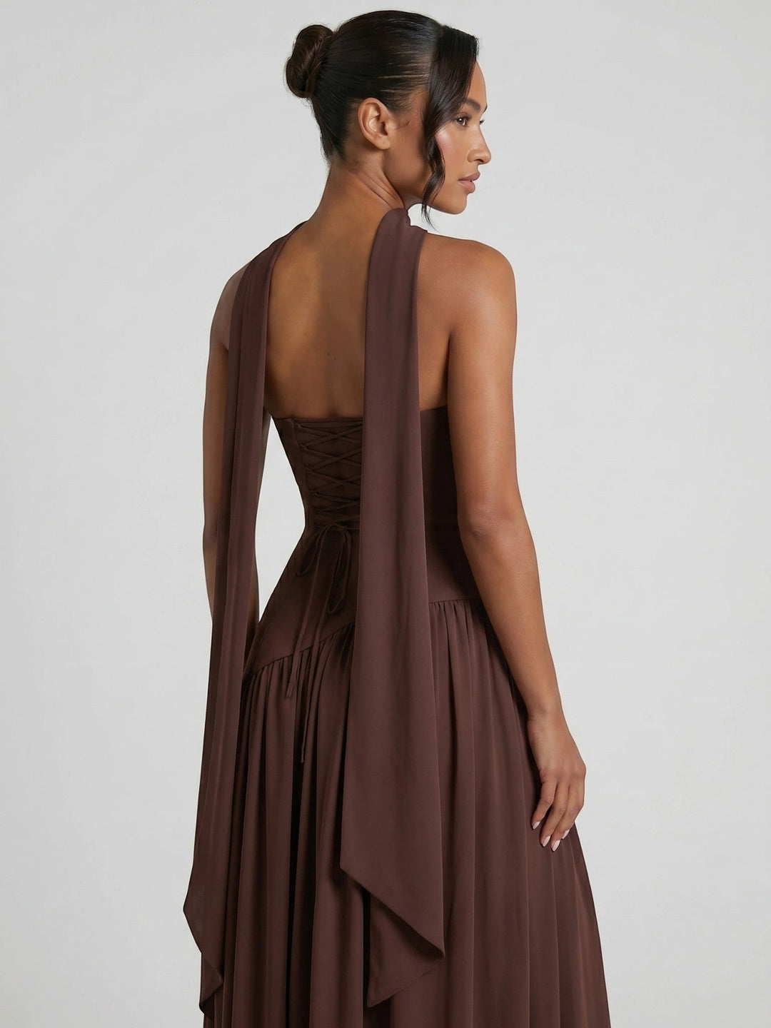Misty Flowing Strapless Gown