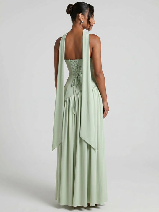 Misty Flowing Strapless Gown