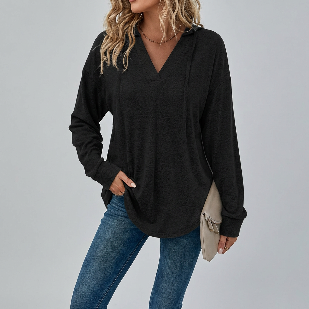 Virellae V‑Neck Oversized Hoodie