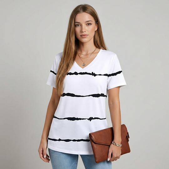 Gemma V Neck Short Sleeve Shirt