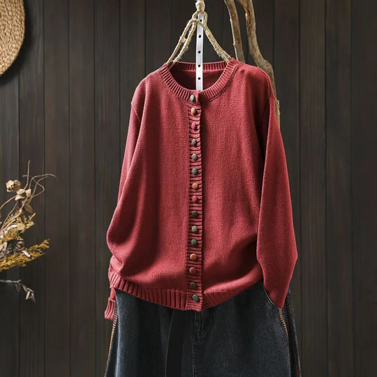 Vivian Decorative Button Design Cardigan