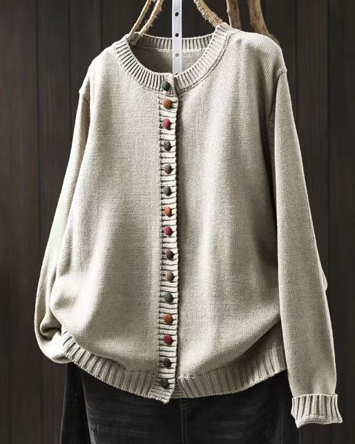 Vivian Decorative Button Design Cardigan