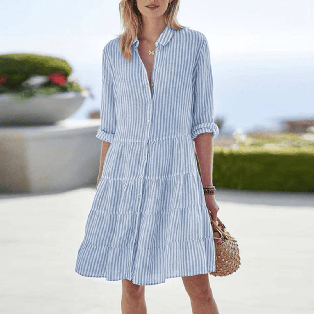 Aurora Breezy Striped Midi Dress