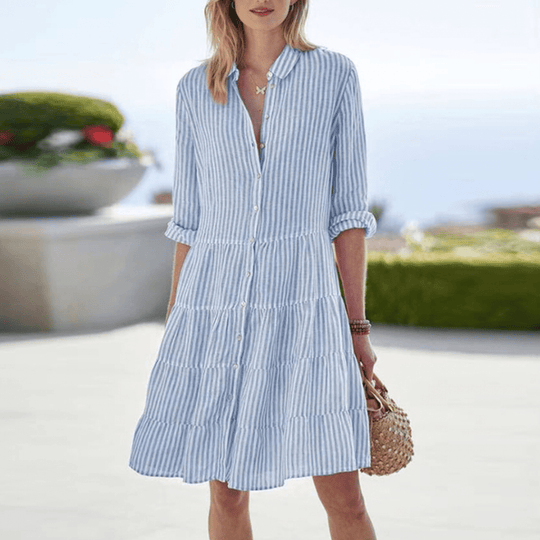 Aurora Breezy Striped Midi Dress