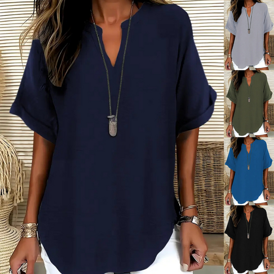 Emelina Mid Sleeve V-Neck T-Shirt