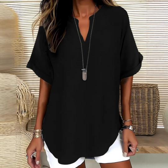 Emelina Mid Sleeve V-Neck T-Shirt