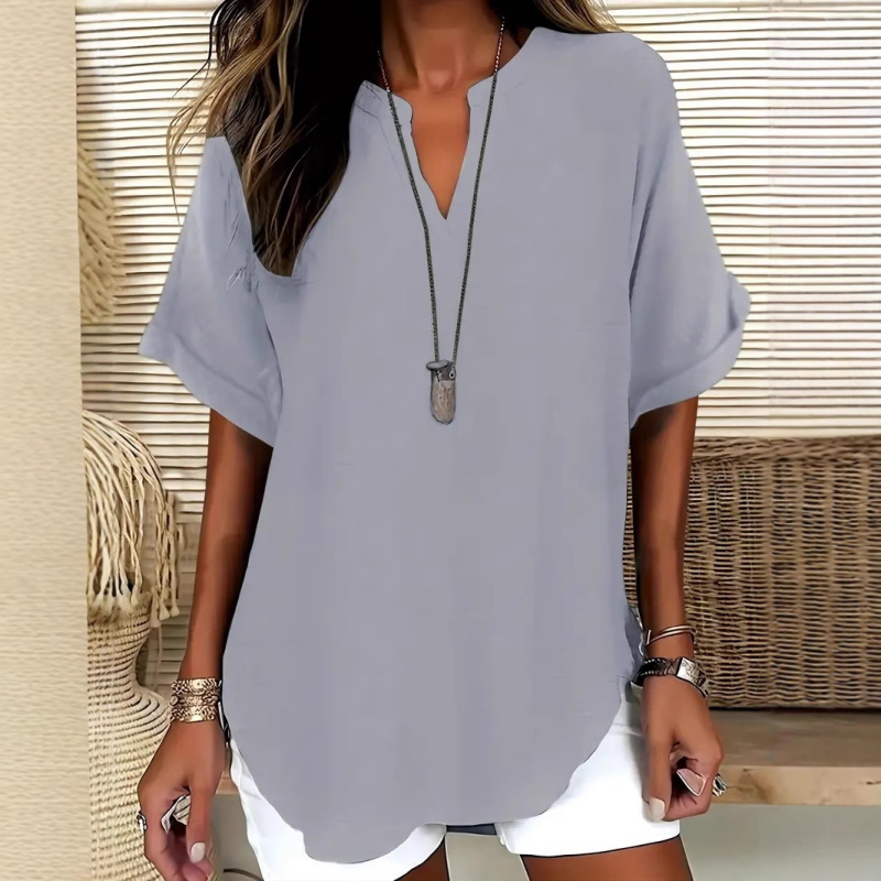 Emelina Mid Sleeve V-Neck T-Shirt