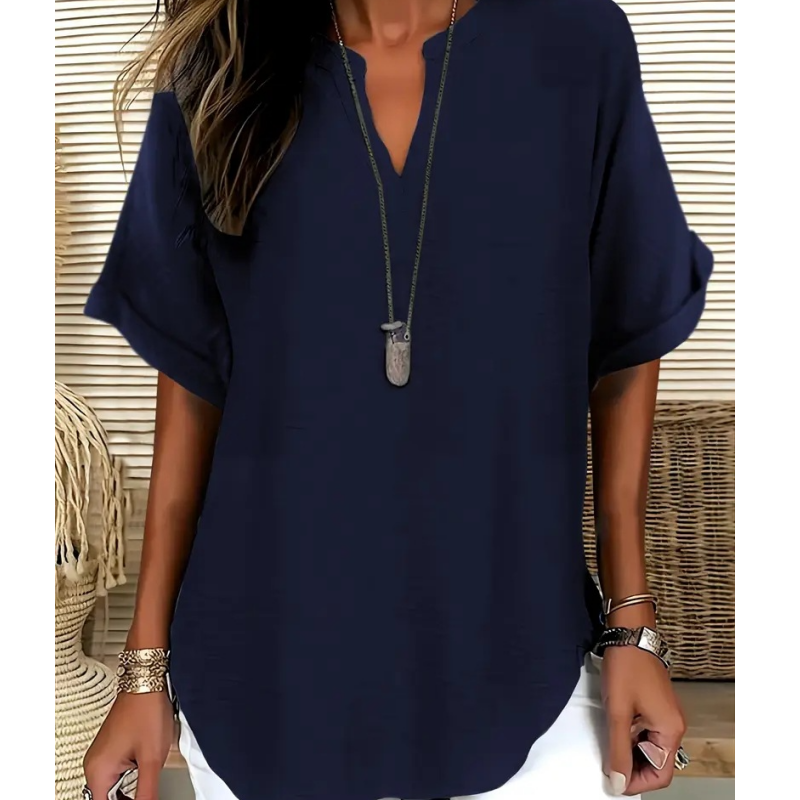 Emelina Mid Sleeve V-Neck T-Shirt