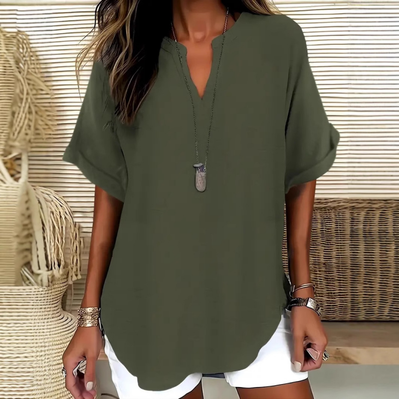 Emelina Mid Sleeve V-Neck T-Shirt