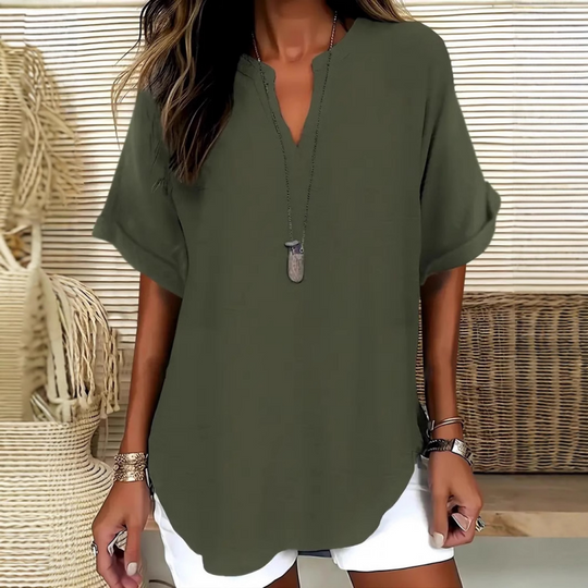 Emelina Mid Sleeve V-Neck T-Shirt