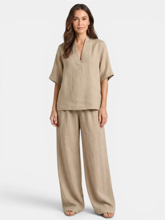 Velia Breathable Linen Two Piece Set