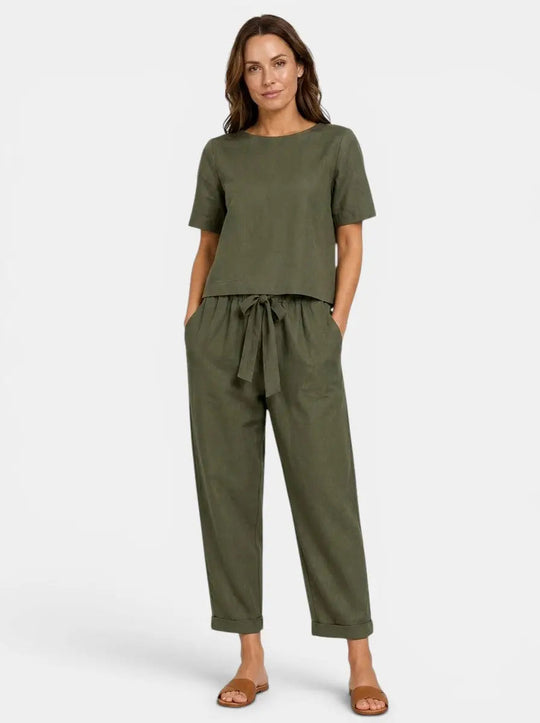 Elara Breathable Linen Loungewear Set