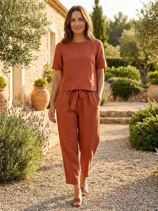 Elara Breathable Linen Loungewear Set