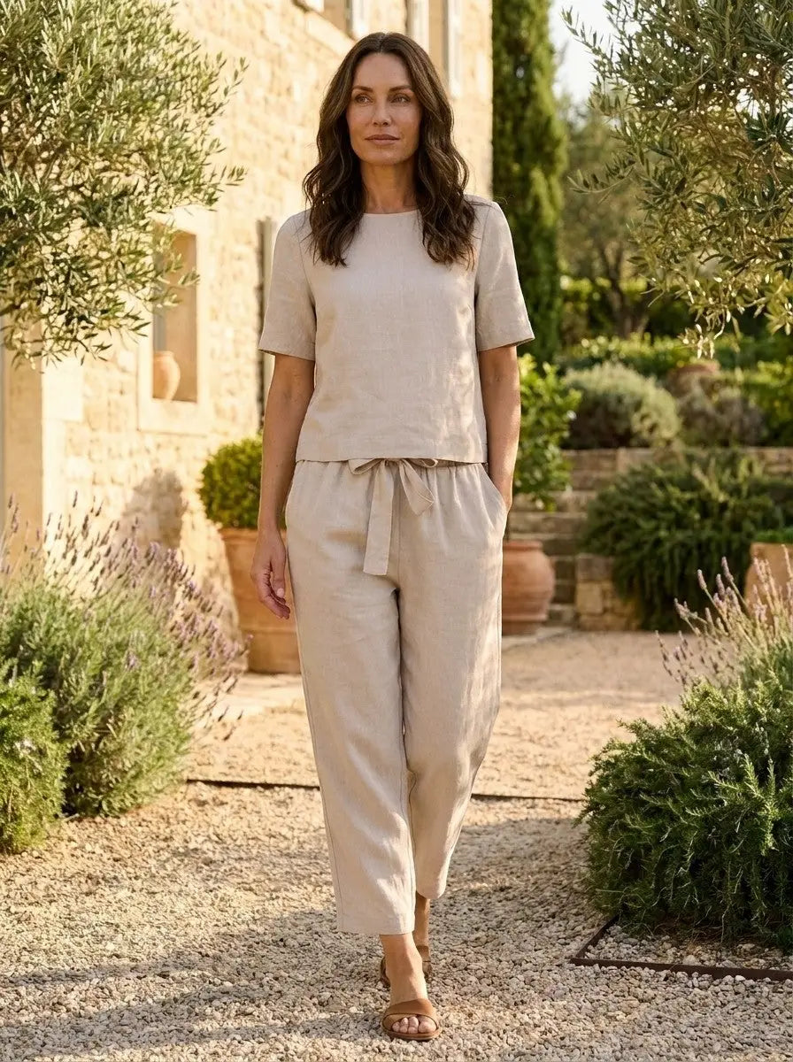 Elara Breathable Linen Loungewear Set