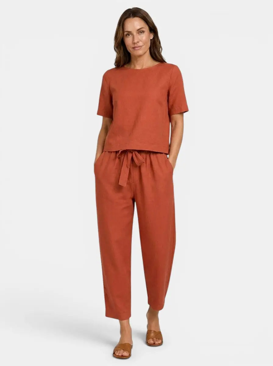 Elara Breathable Linen Loungewear Set
