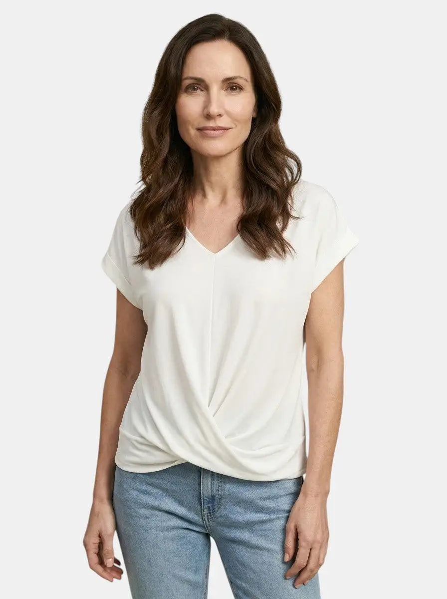 Melisande V-Neck Twist Front Short Sleeve T-Shirt
