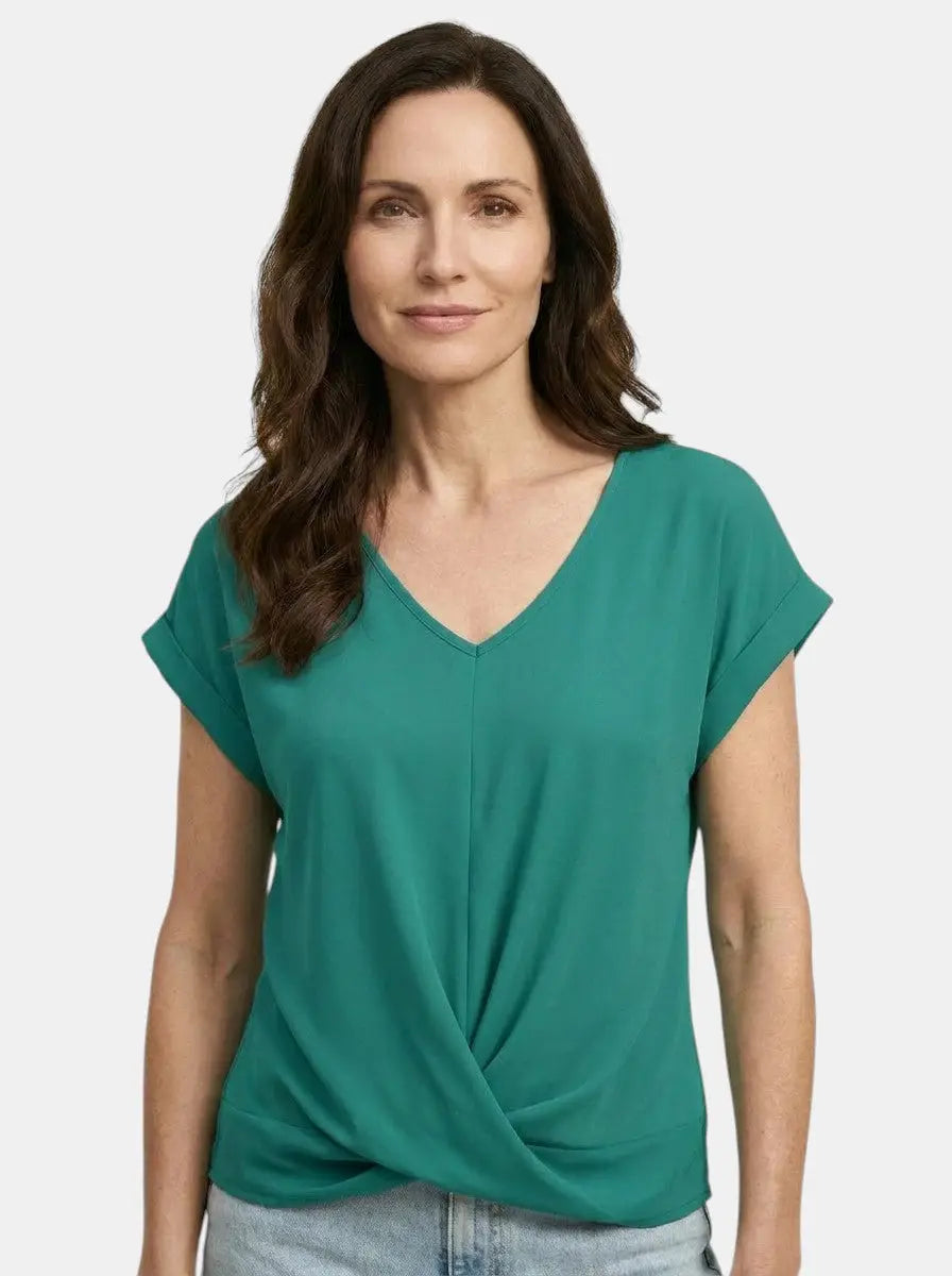 Melisande V-Neck Twist Front Short Sleeve T-Shirt