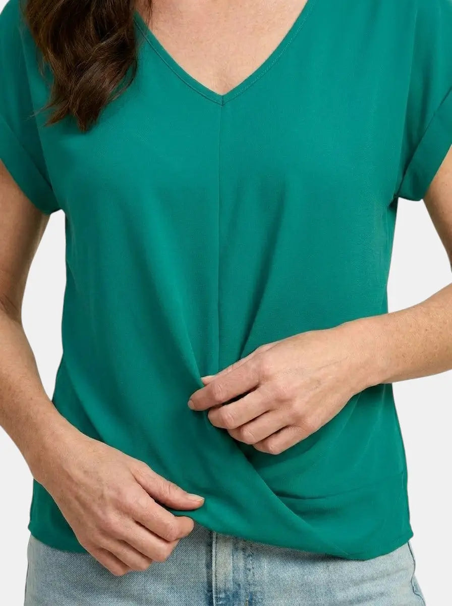 Melisande V-Neck Twist Front Short Sleeve T-Shirt
