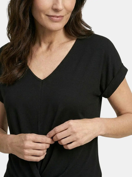 Melisande V-Neck Twist Front Short Sleeve T-Shirt
