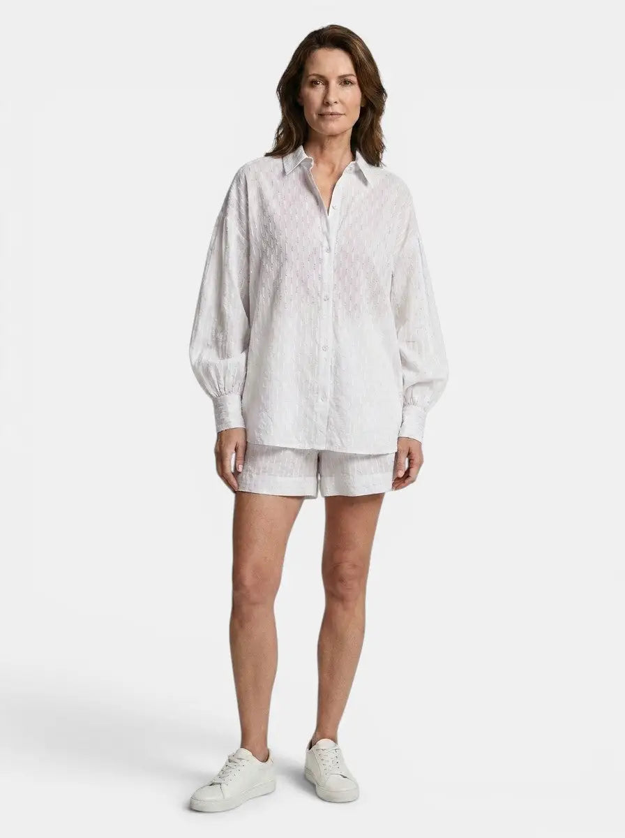 Seralune Cotton Broderie Stripe Short Set