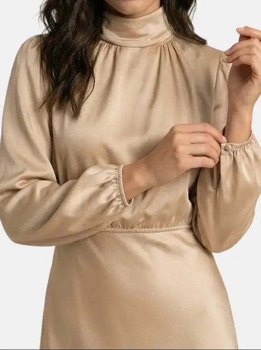 Annelise High Neck Long Sleeve Gown