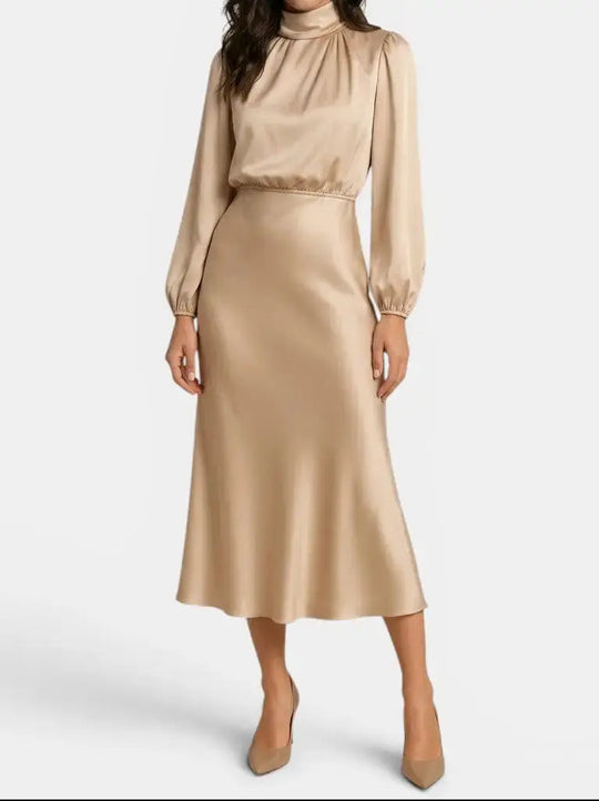 Annelise High Neck Long Sleeve Gown