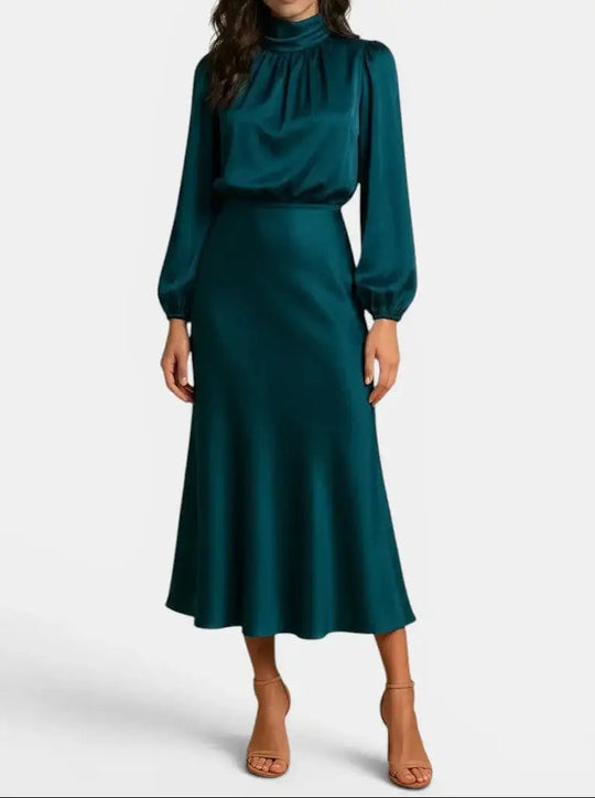 Annelise High Neck Long Sleeve Gown
