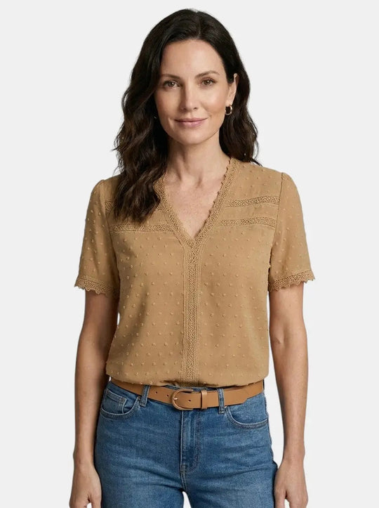 Joliea Mid Sleeve V-Neck T-Shirt