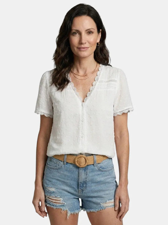 Joliea Mid Sleeve V-Neck T-Shirt
