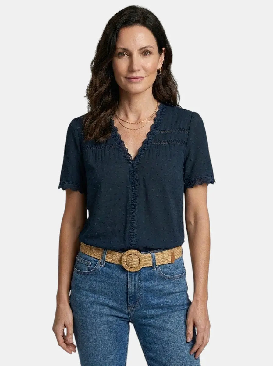 Joliea Mid Sleeve V-Neck T-Shirt