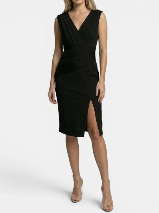 Ruelle V-Neck Side Slit Midi Dress