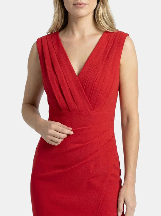 Ruelle V-Neck Side Slit Midi Dress