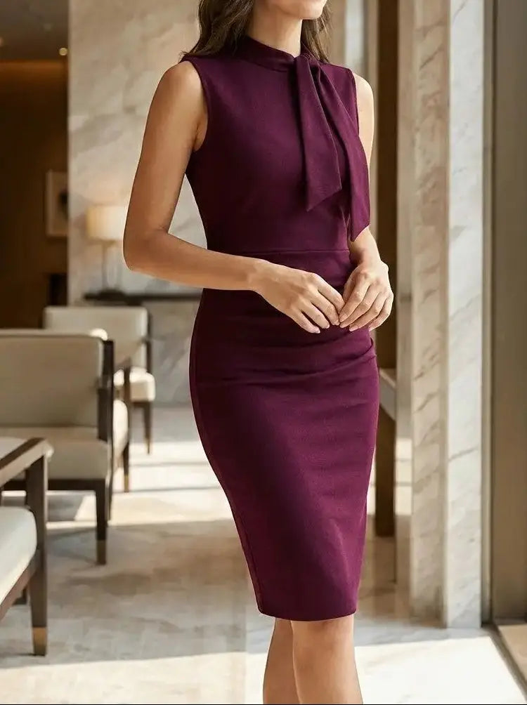 Daphne V-Neck Wrap Bodycon Midi Dress