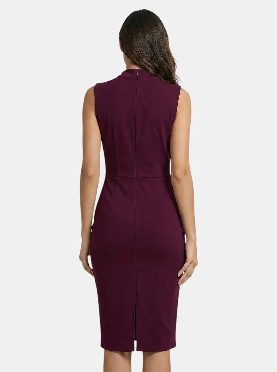 Daphne V-Neck Wrap Bodycon Midi Dress
