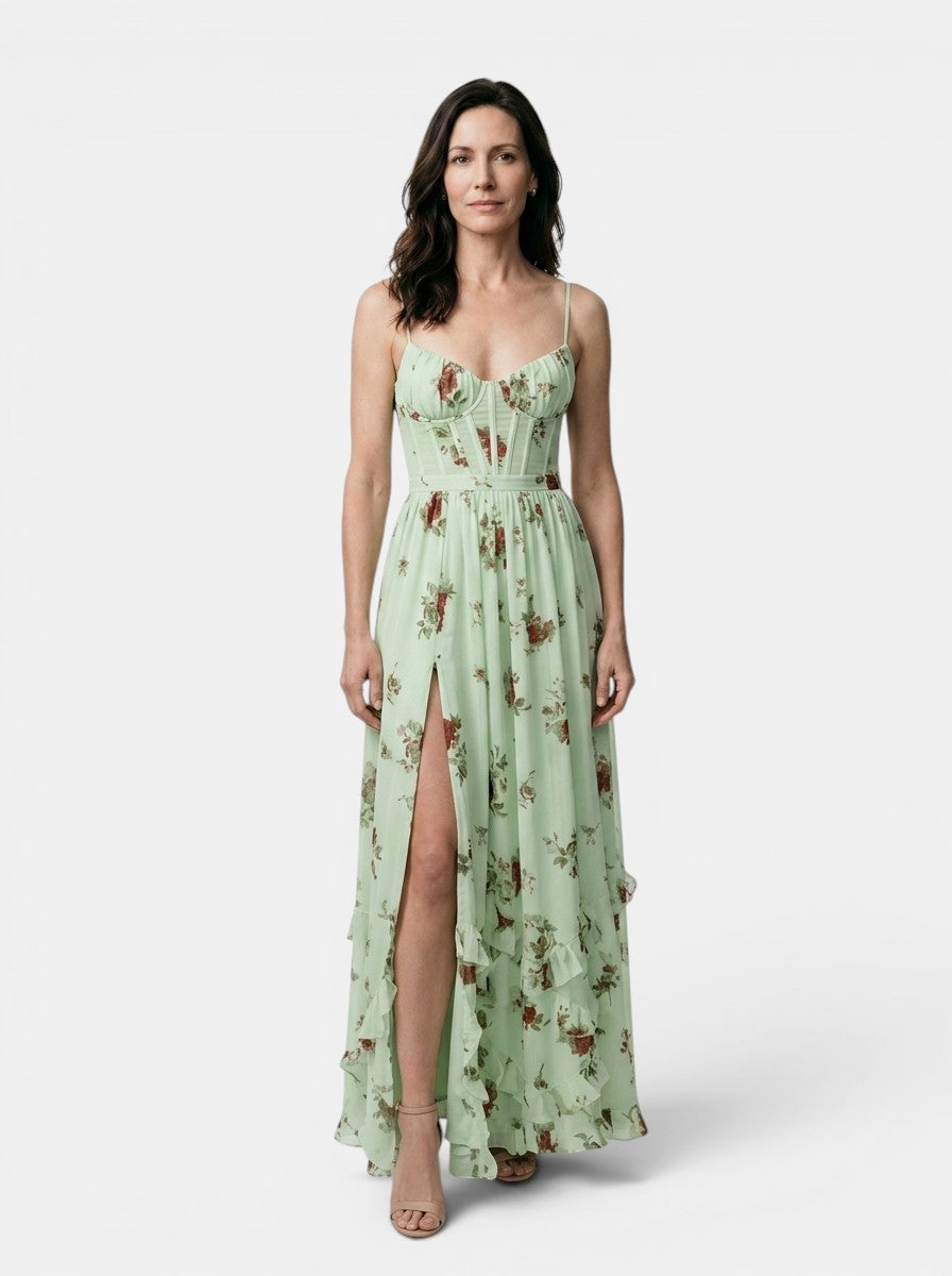 Jalice Floral Print Flowing Gown