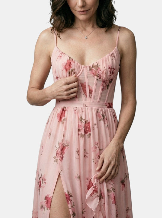 Jalice Floral Print Flowing Gown