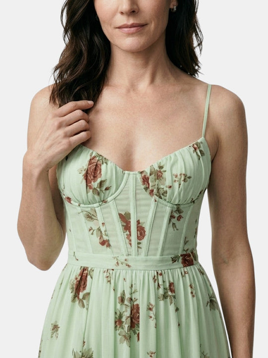 Jalice Floral Print Flowing Gown