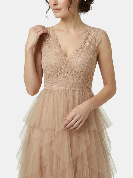 Solenne Lightweight Chiffon Ruffled Dress
