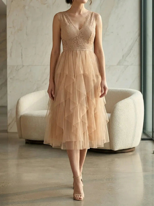 Solenne Lightweight Chiffon Ruffled Dress