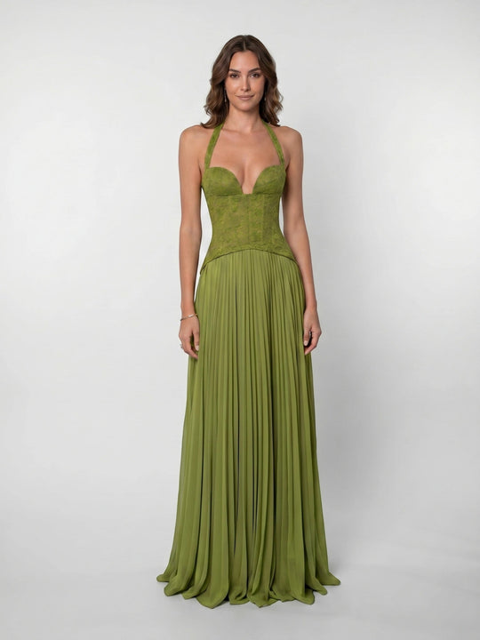 Luna Pleated Corset Gown