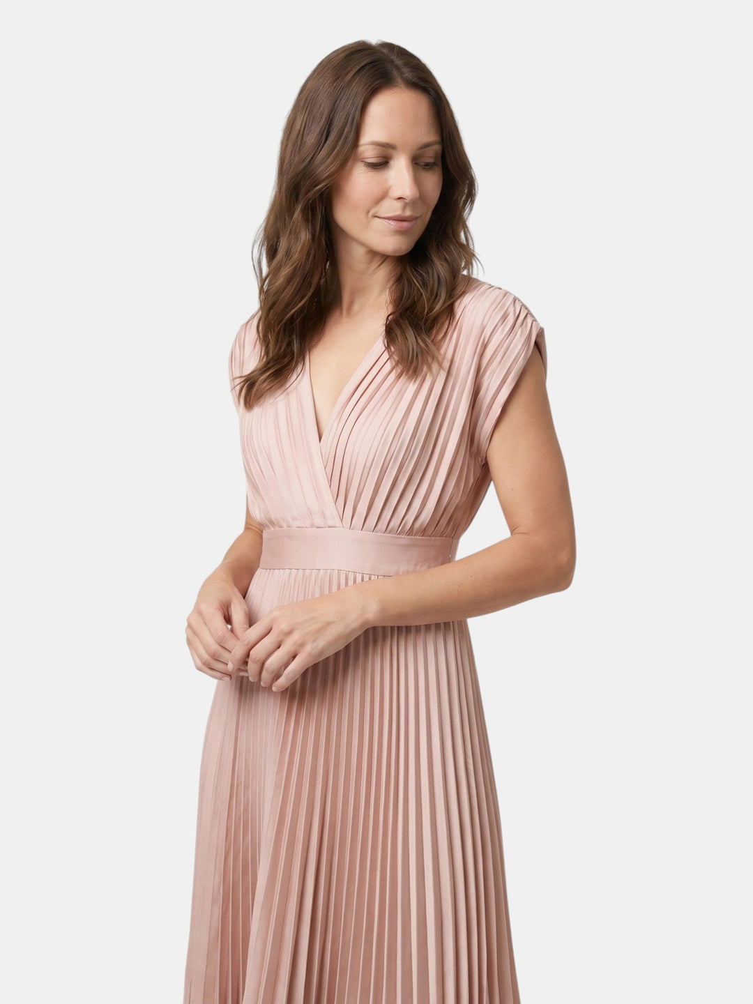 Chany Pleated V-Neck Gown